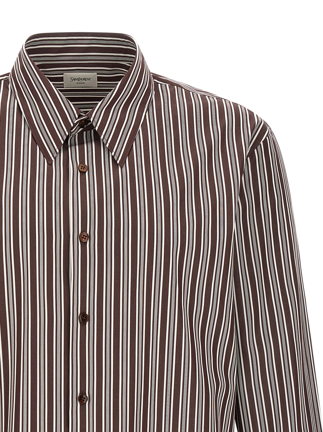 Saint Laurent Striped Shirt Shirt and Blouse - Brown | b3ffae0fb7e07087262a1ef731b5d3076d448b74