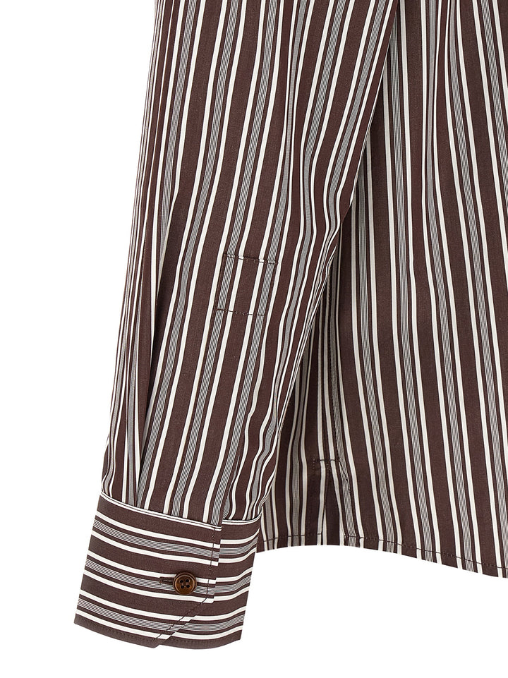 Saint Laurent Striped Shirt Shirt and Blouse - Brown | 55bd083adaf182e05da58bb542574515bc1b2855