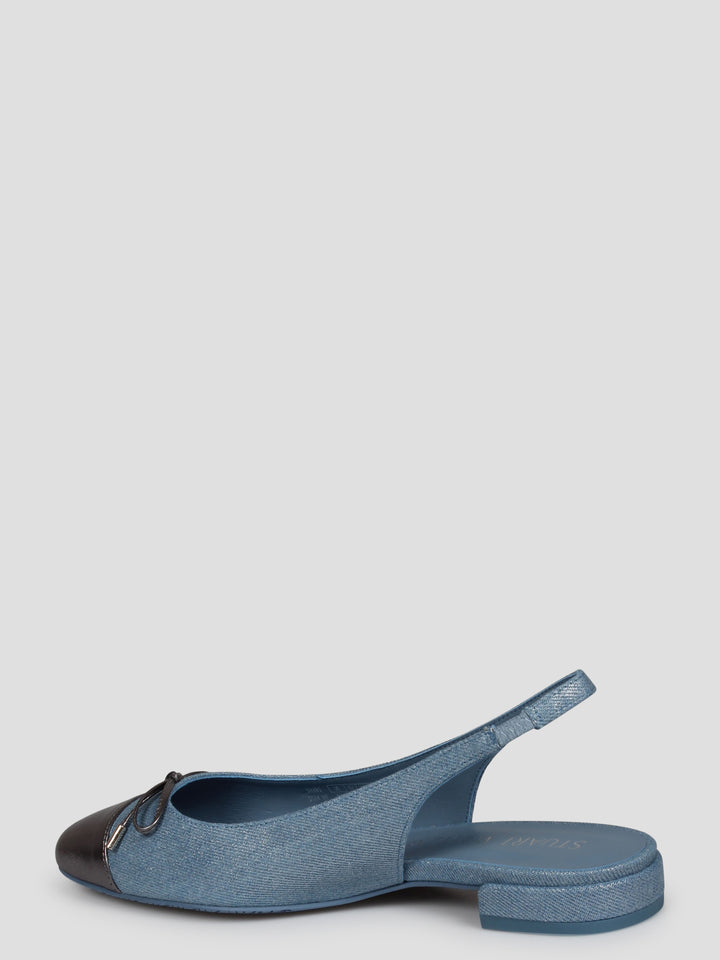 Sleek bow slingback flat ballerina