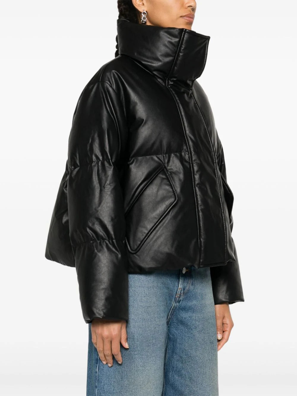 Down jacket with funnel neck