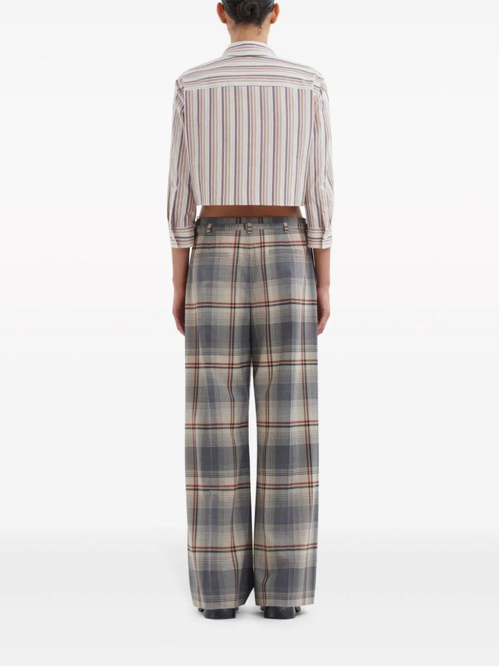 Checked trousers with belt