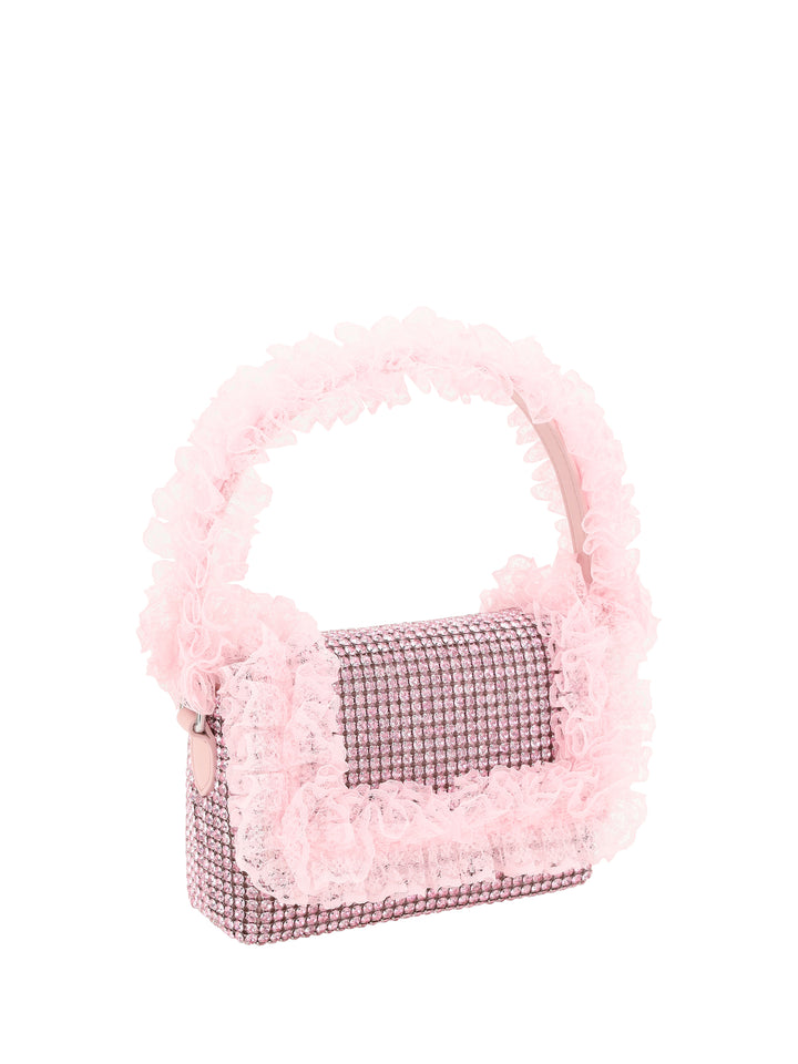 PINK CRYSTAL LACE DETAIL BAG