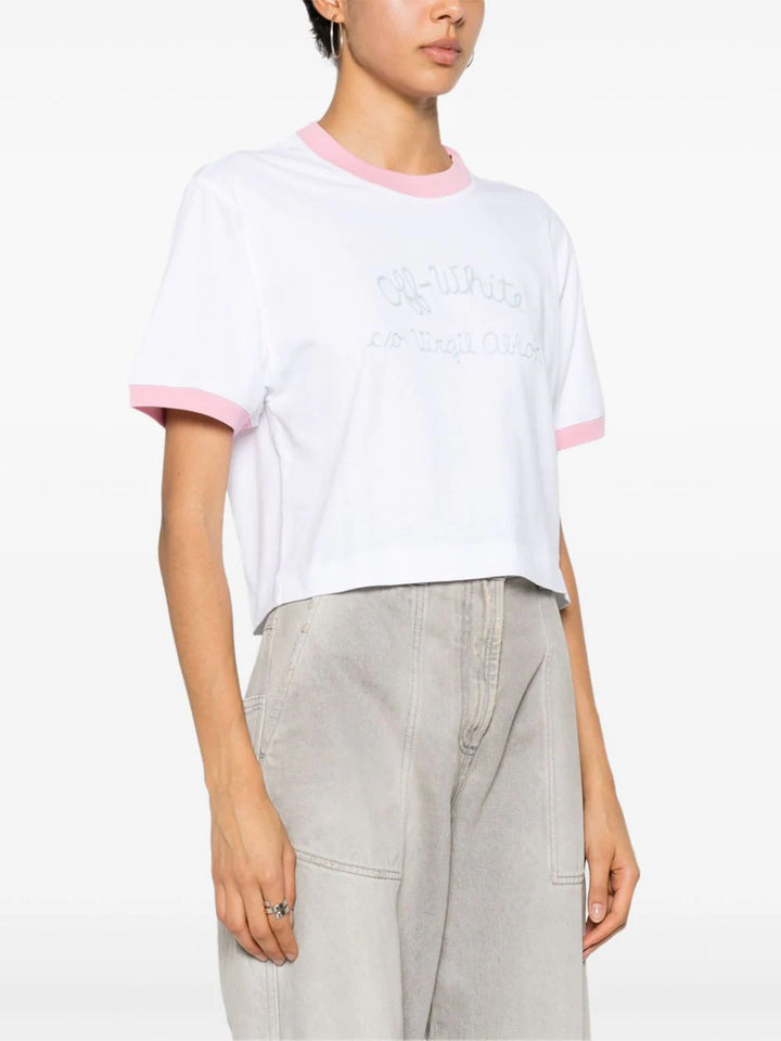 Cropped T-shirt with embroidery