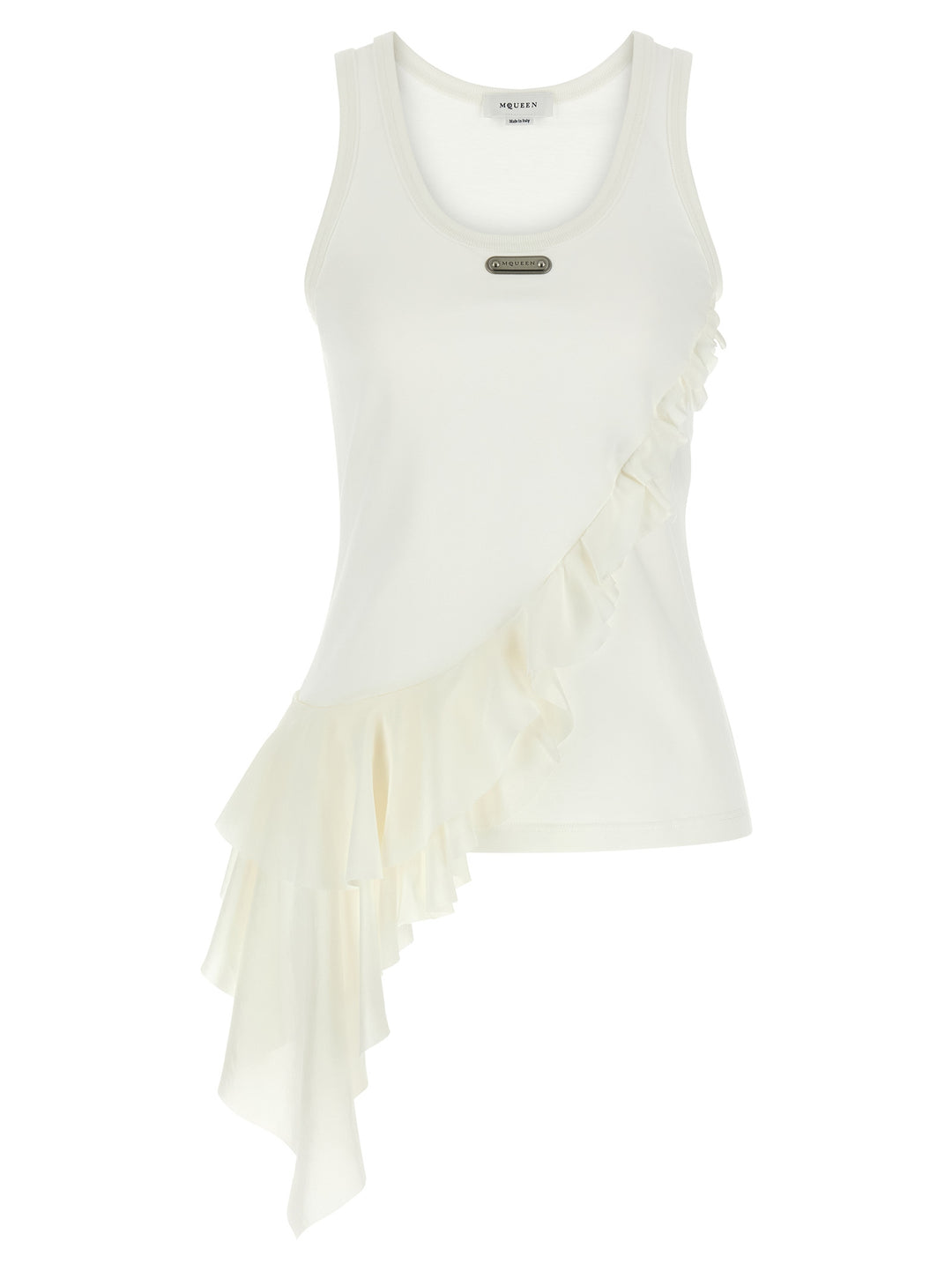 Mcqueen Silk Ruffle Tank Top Tops - White | 1c0b28b28b4add5b90f3bd6581749d9caf92348b