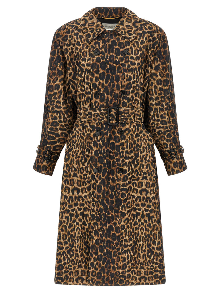 Saint Laurent Double-Breasted Trench Coat Coats and Trench Coats - Brown | ecc106496c004efb8f2a085abbb17c7e2ec347dc