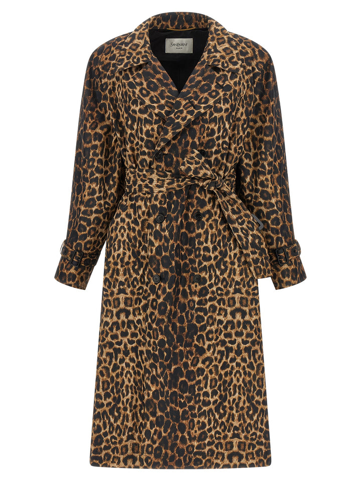 Saint Laurent Double-Breasted Trench Coat Coats and Trench Coats - Brown | fa45cb3da9090cf527a1a683c0ee59b5ad6023a3