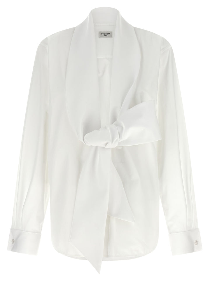 Saint Laurent Lavallière Collar Shirt Shirt and Blouse - White | 70109b2a59ea4c1437318832010ef0ee4d8862f7