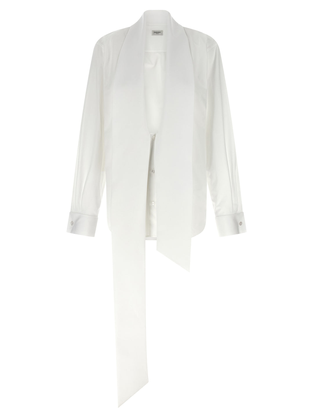 Saint Laurent Lavallière Collar Shirt Shirt and Blouse - White | 1543a09c17db18adcd60eb2a1350cd53a2006120