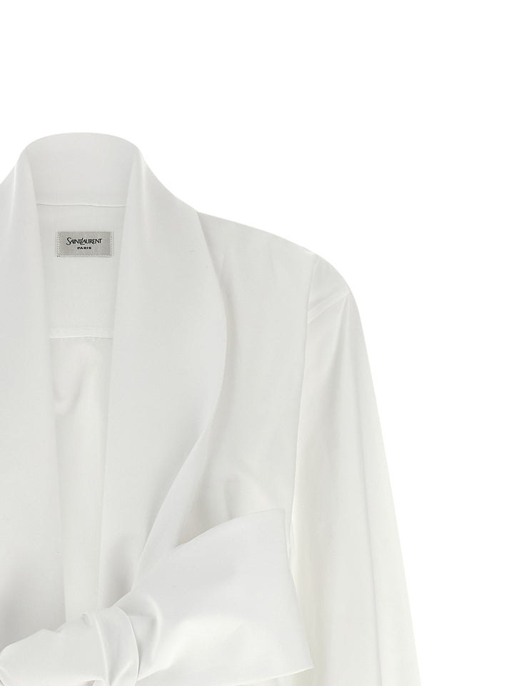 Saint Laurent Lavallière Collar Shirt Shirt and Blouse - White | 60b0be7ec00c3ae9b9f885ff30710bcebfb5bb83