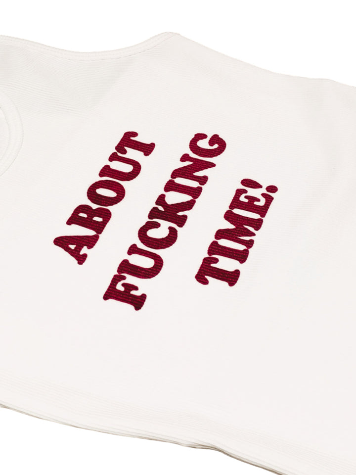 About f* time tank top white/burgundy