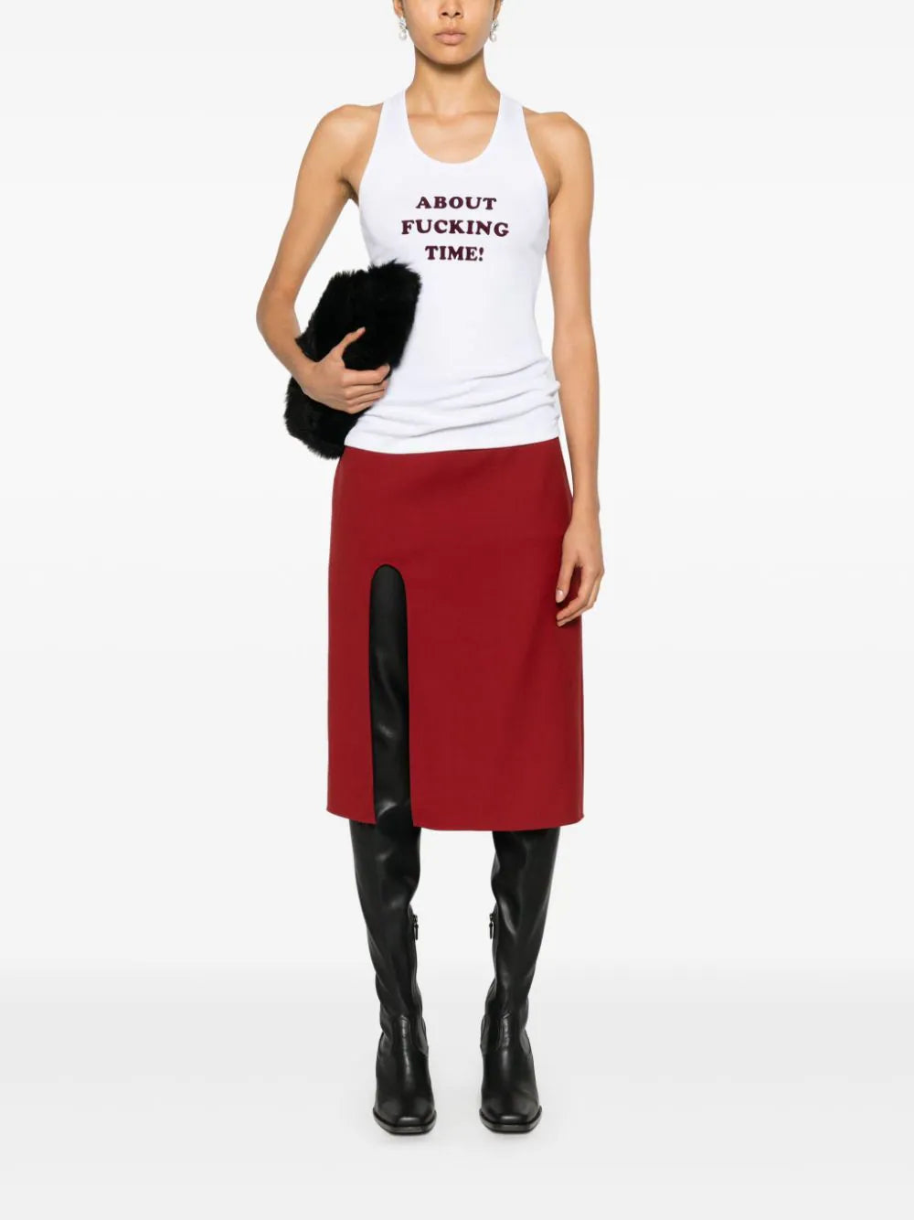 About f* time tank top white/burgundy