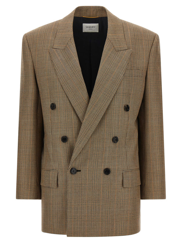 Prince Of Wales Houndstooth Blazer Blazers Brown