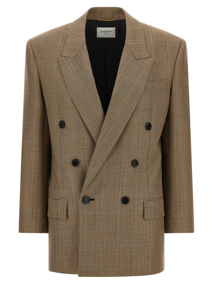 Saint Laurent Prince Of Wales Houndstooth Blazer BlazerS - Brown | 336d6a1e9be0cf9bde04d69ee80dfe648a1f12d4
