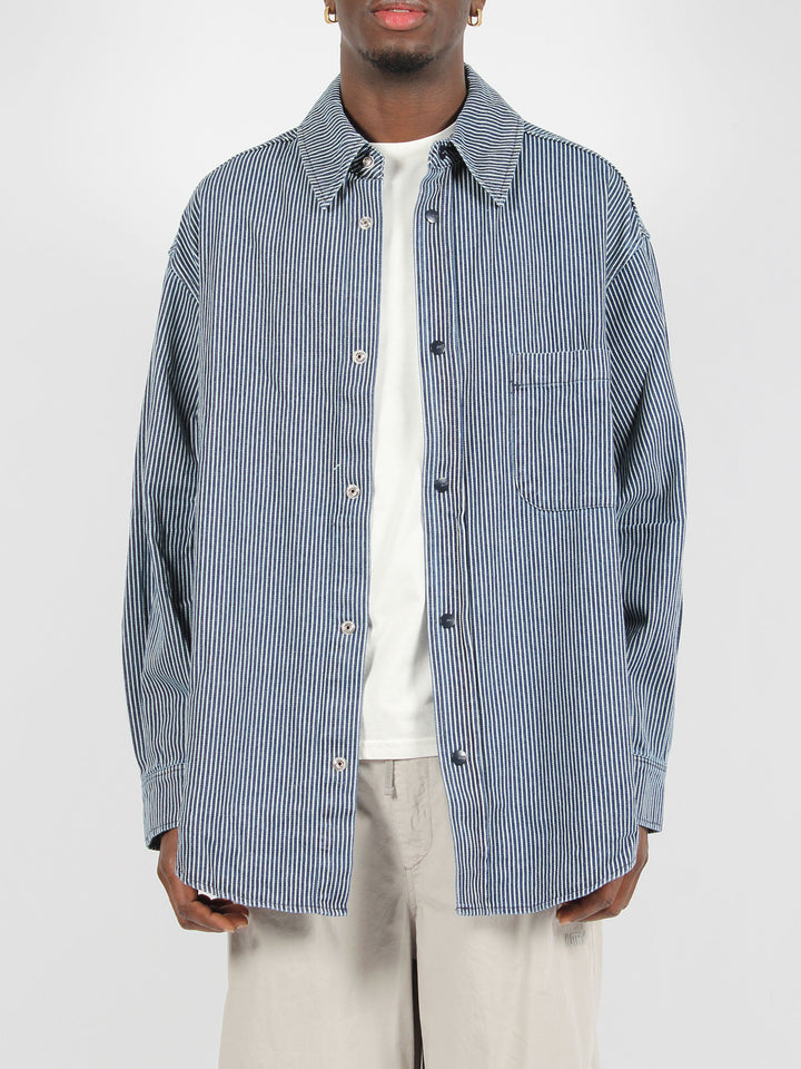 Oversize cotton denim striped shirt