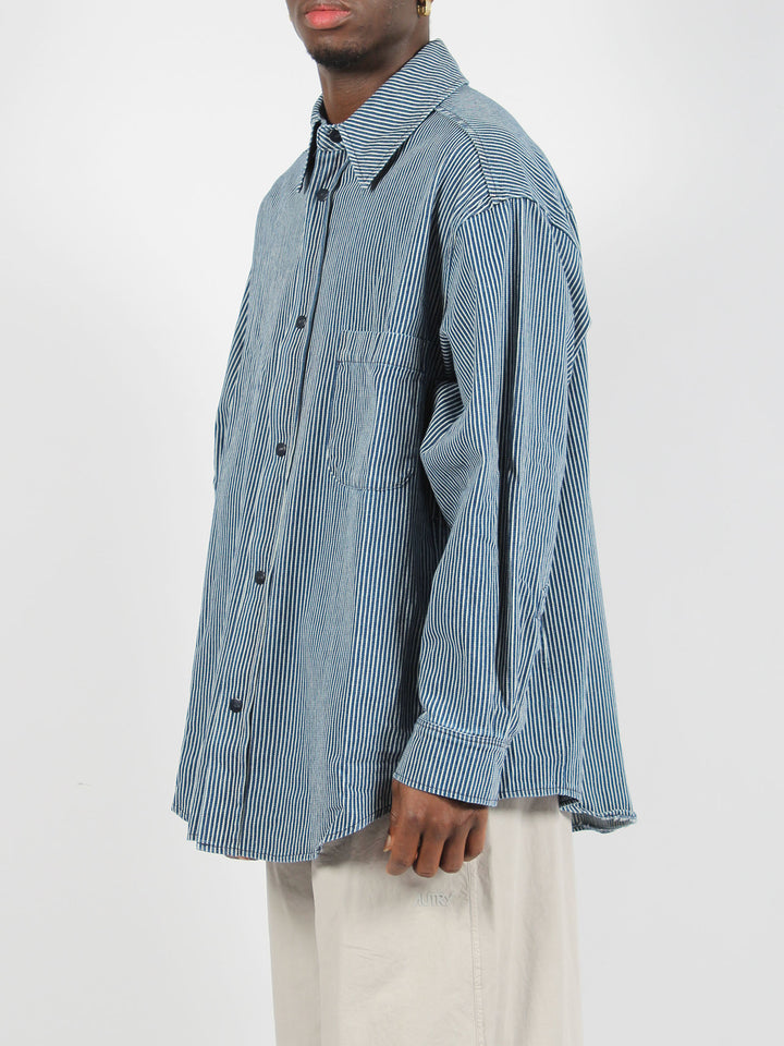 Oversize cotton denim striped shirt