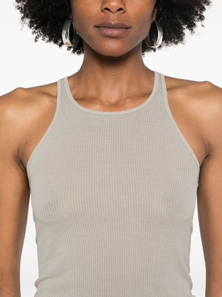 Ribbed tank top with Olympic neckline