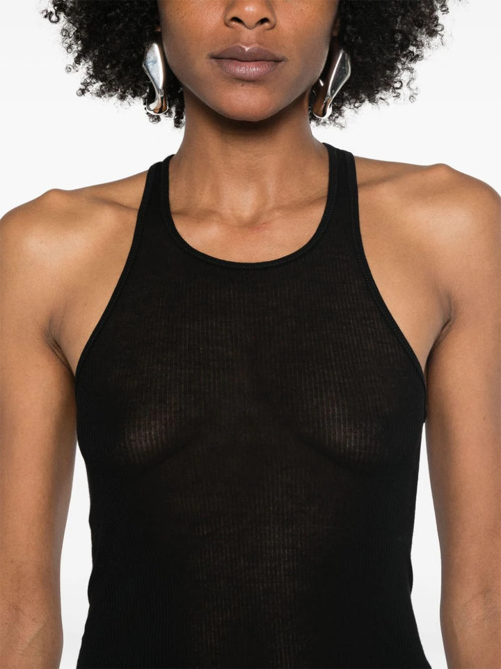 Ribbed tank top with Olympic neckline