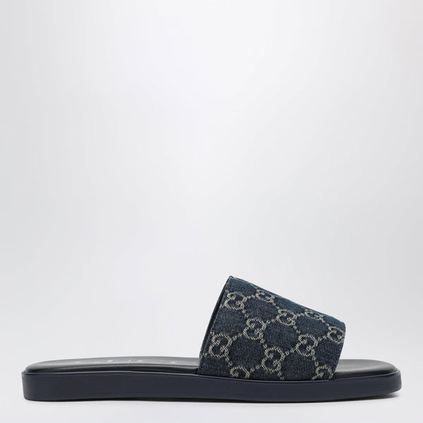Gg Denim Slider Sandal In Flurry Blue