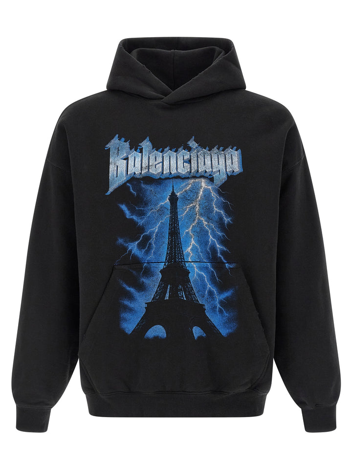 Balenciaga Paris Thunderstorm Sweatshirt - Black | 68699ad8813d3a7e9fedfb360bf1290646d11f30