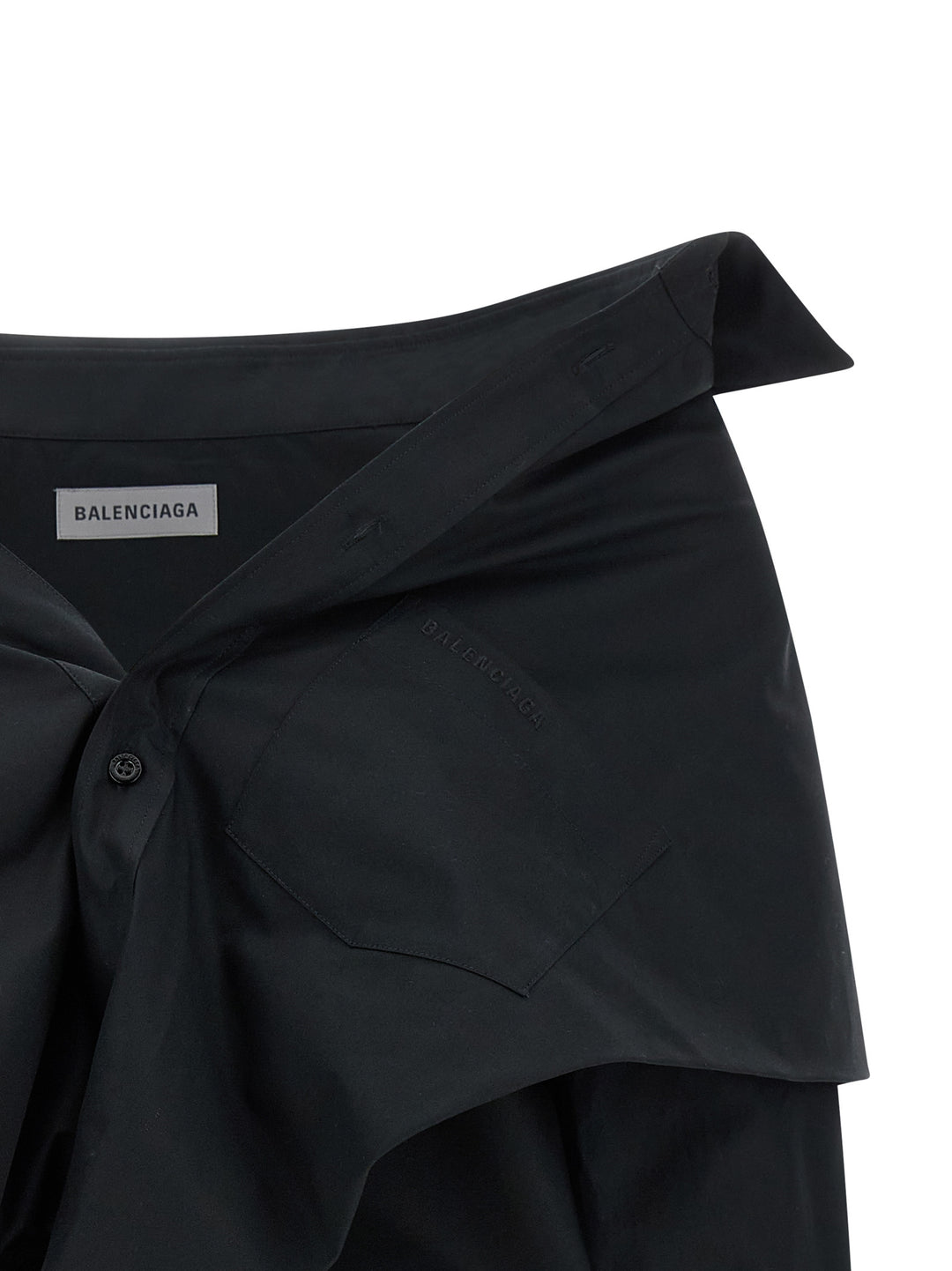 Balenciaga Crop Shirt Off The Shoulder Shirt and Blouse - Black | e1e84ff81bb8533a3e52cf64e66a35710fc05028