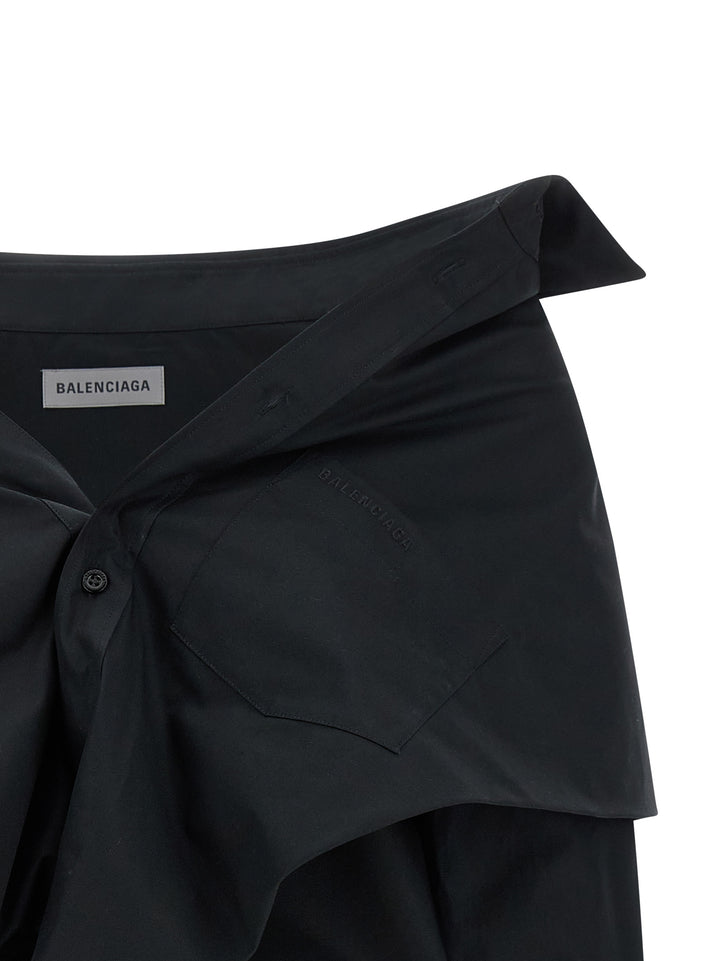 Balenciaga Crop Shirt Off The Shoulder Shirt and Blouse - Black | e1e84ff81bb8533a3e52cf64e66a35710fc05028