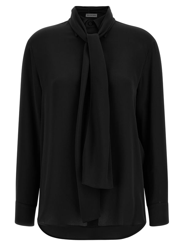 Shirt With Scarf Shirt And Blouse Black