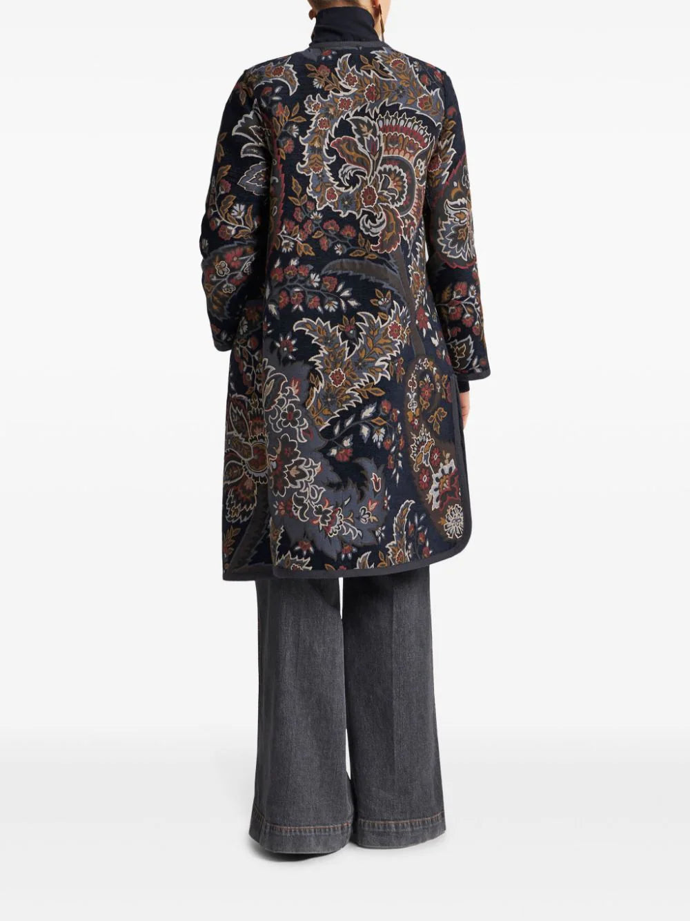 Reversible coat with paisley print