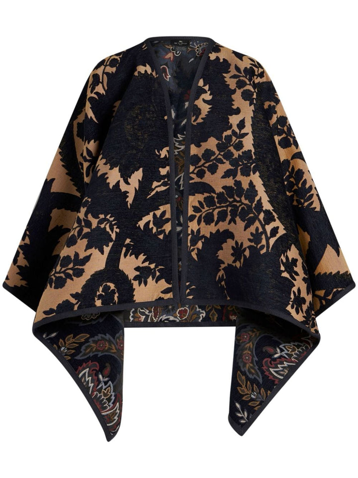 Reversible cape with paisley print