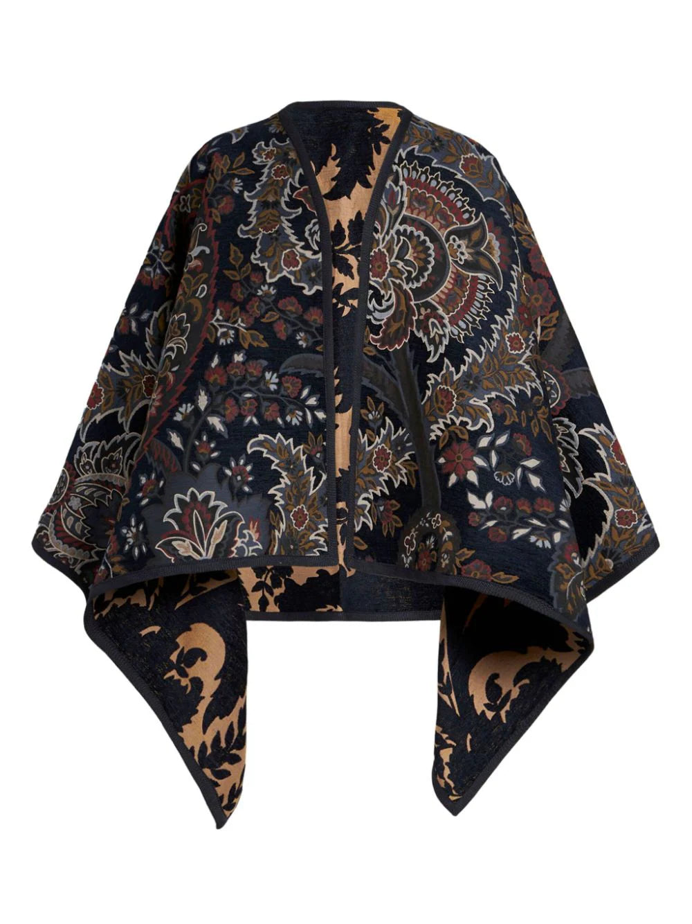 Reversible cape with paisley print