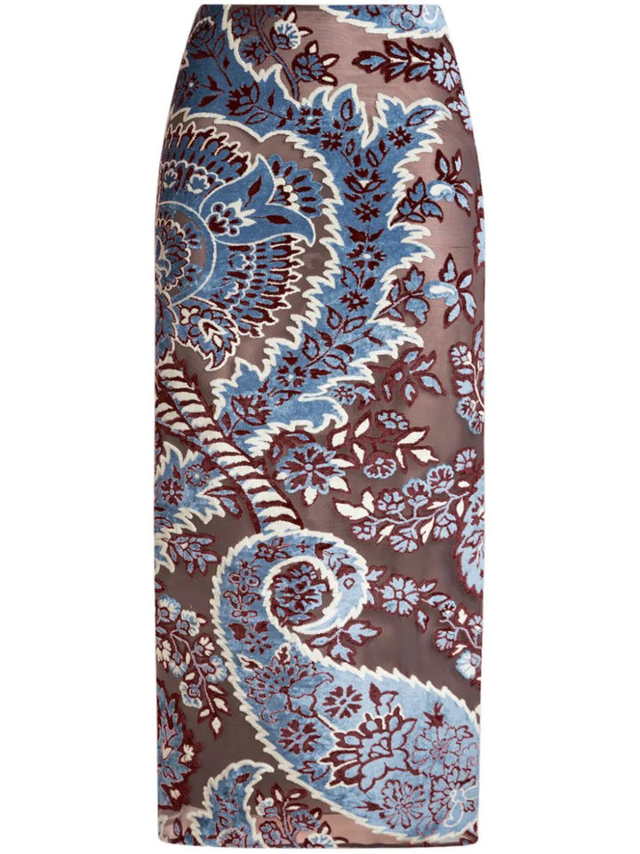 Midi skirt with jacquard effect