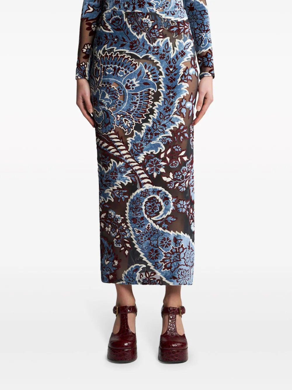 Midi skirt with jacquard effect