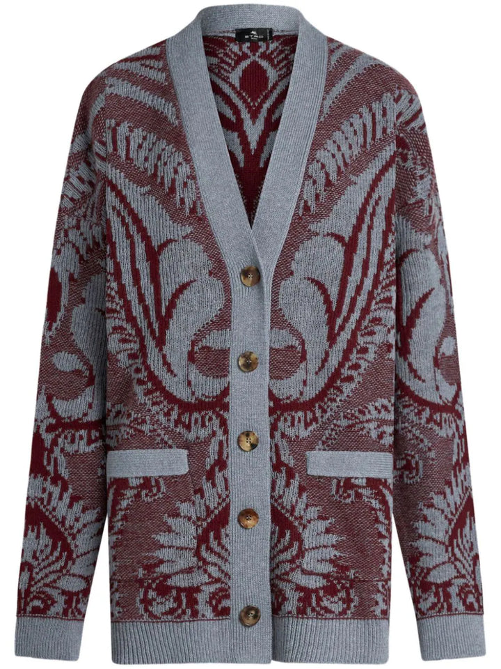 Jacquard floral cardigan