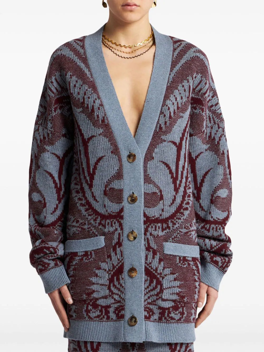 Jacquard floral cardigan