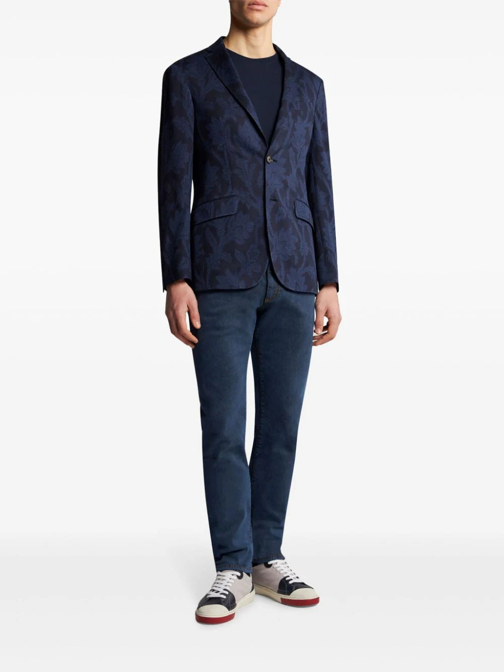 Single-breasted floral jacquard blazer