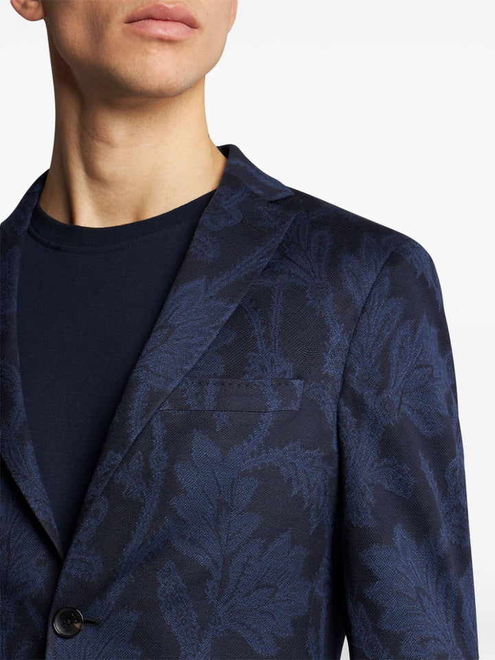 Single-breasted floral jacquard blazer