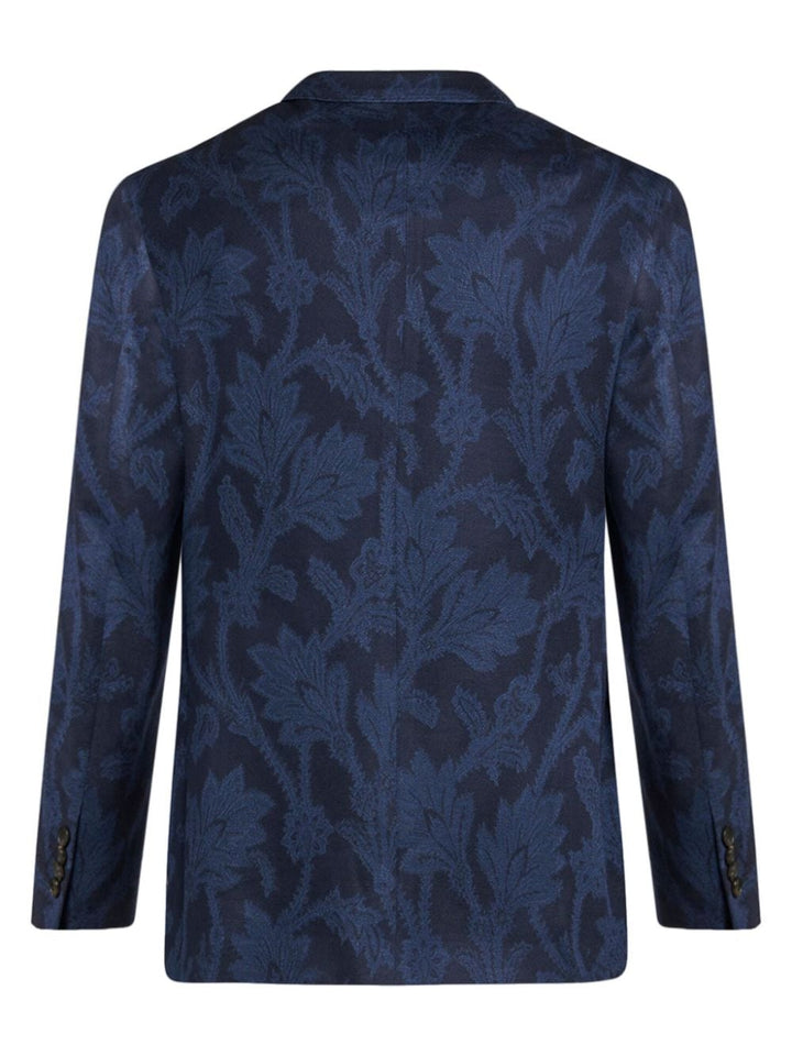 Single-breasted floral jacquard blazer