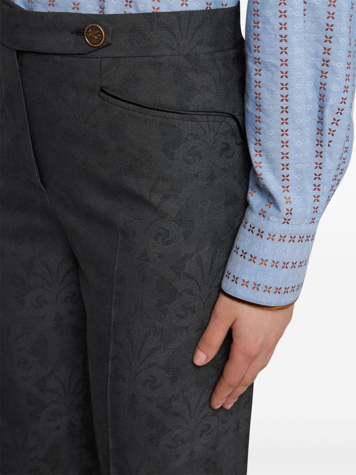 Jacquard floral trousers