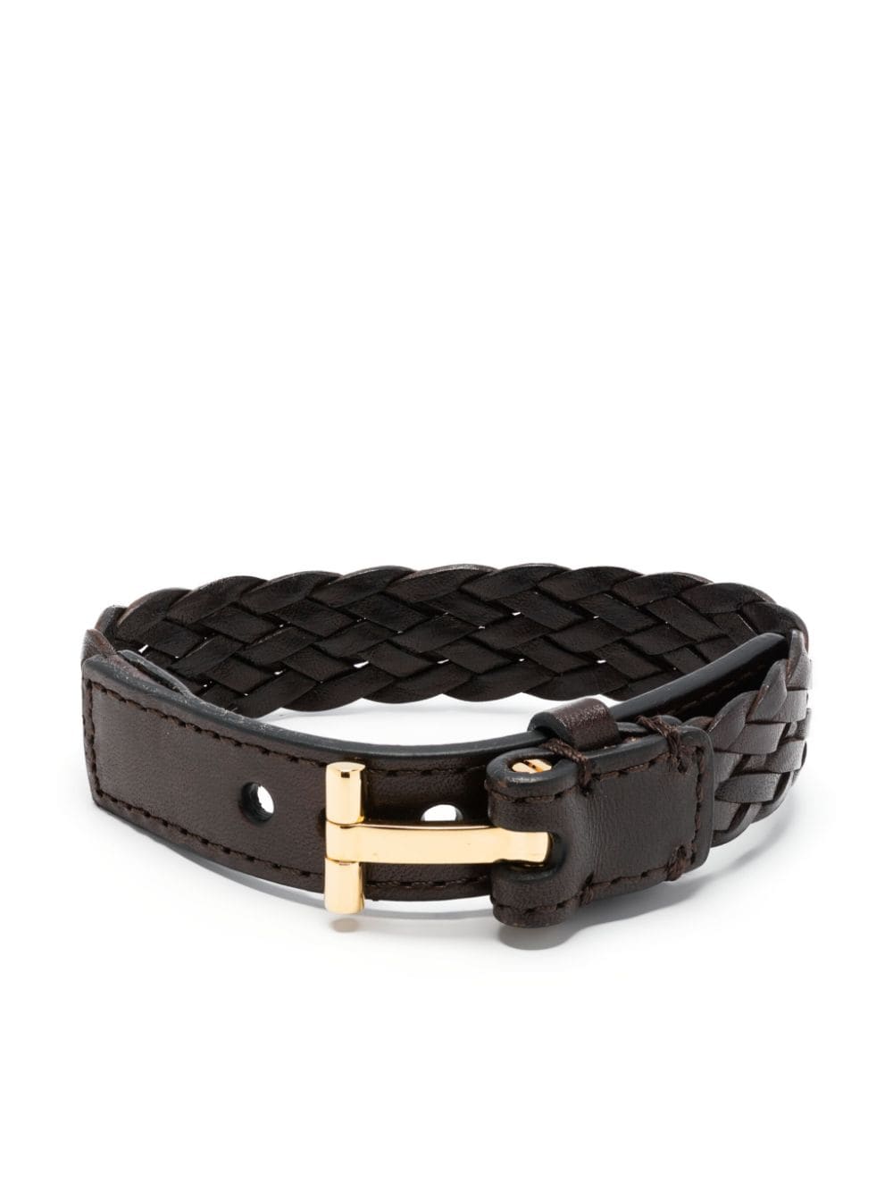 Braided leather T-lock bracelet