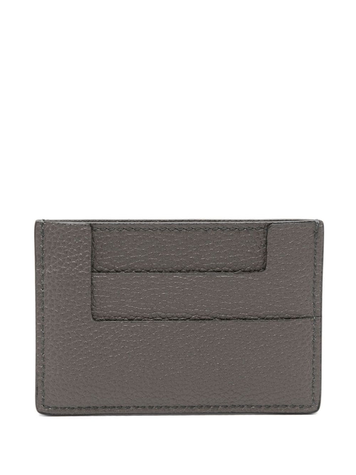 leather card holder with logo plaque