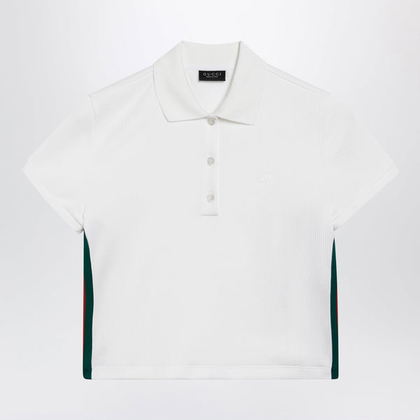 Ribbed Cotton Jersey Polo With Web In White