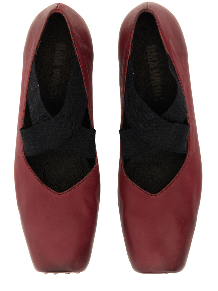 LEATHER BALLERINAS WITH ELASTIC BANDS