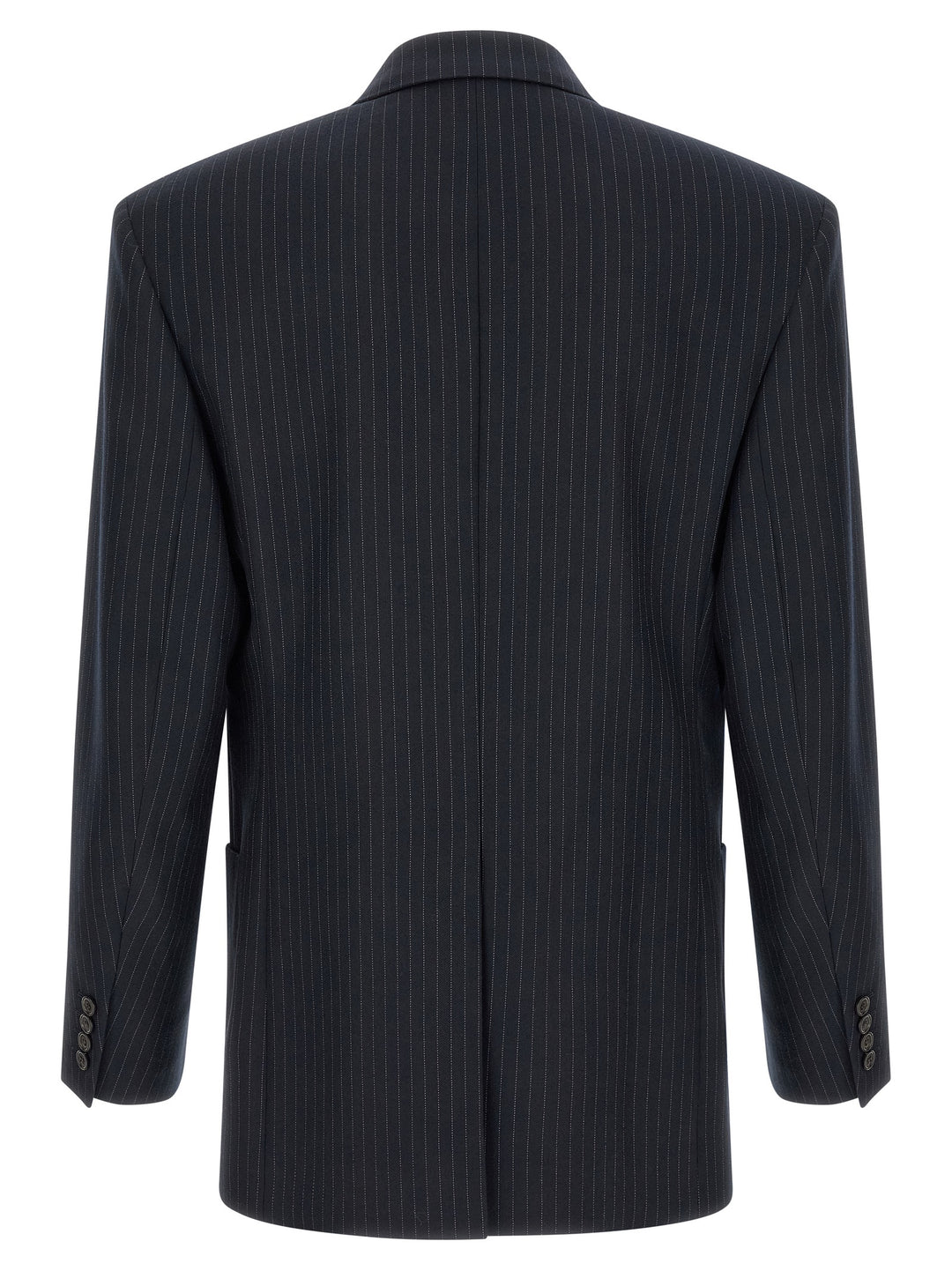 Saint Laurent Pinstriped Double-Breasted Blazer - Blue | 697b39829acdde065ee885127cda990481231457