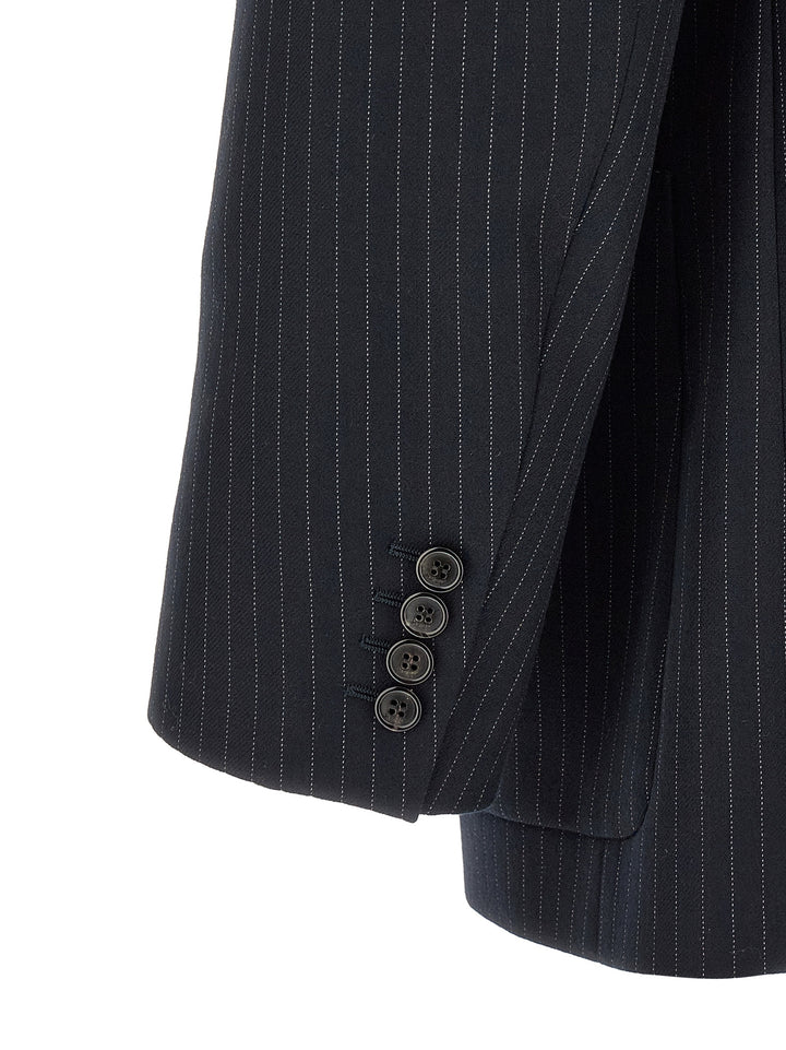 Saint Laurent Pinstriped Double-Breasted Blazer - Blue | 4d1a9c566b946d1173973275c995d19269f07c66