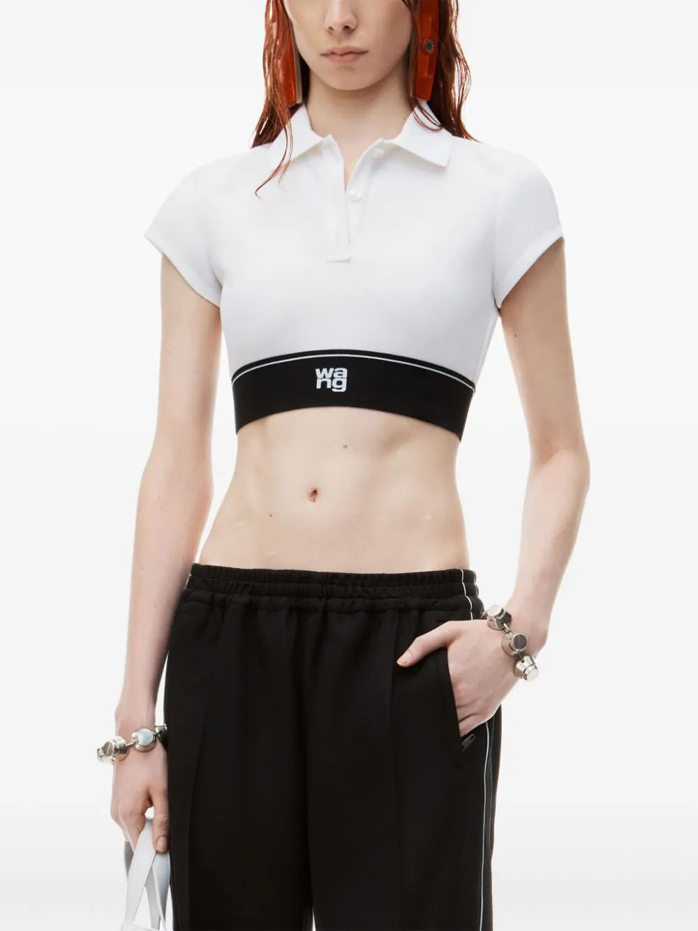 Cheerleader crop polo shirt