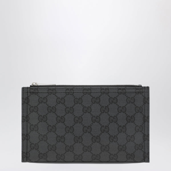 Small Gucci Essence Classic Pouch In Black Gg Coated Canvas