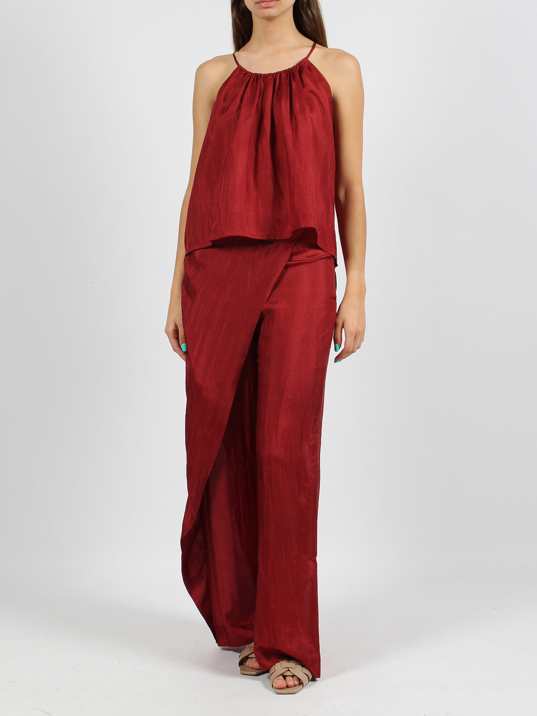 Wrap silk trousers