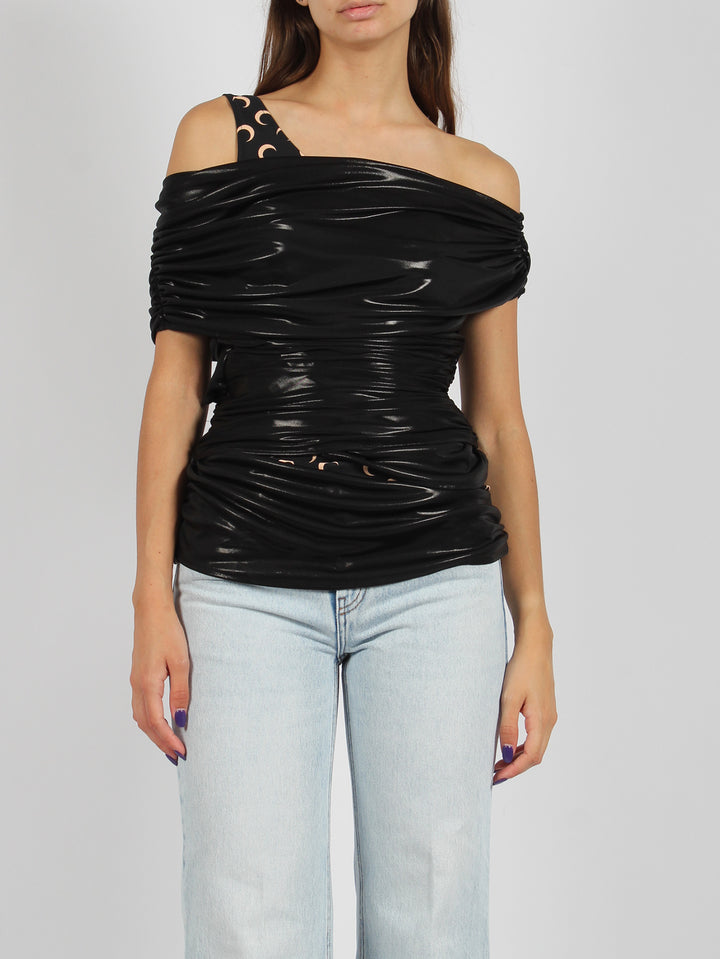 Regenerated jersey draped top