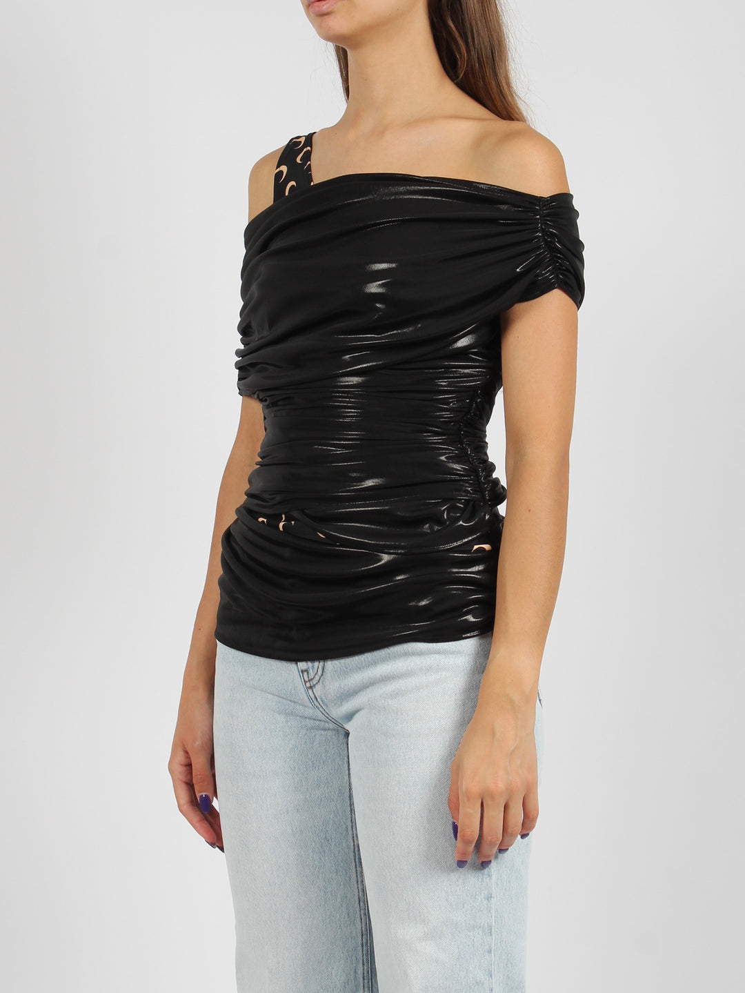 Regenerated jersey draped top