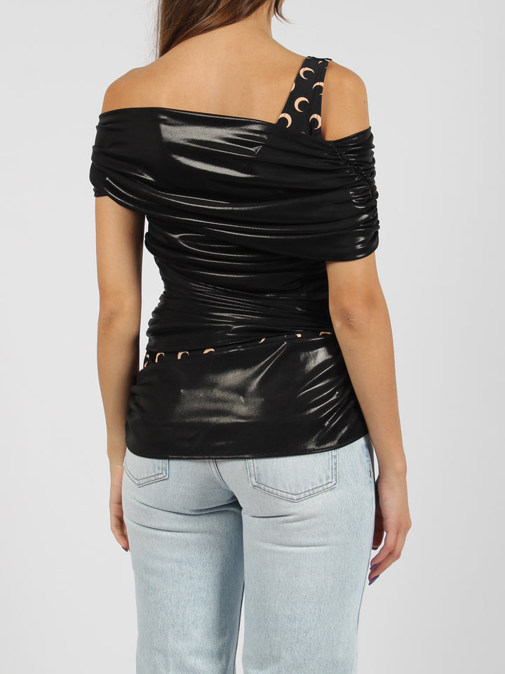 Regenerated jersey draped top