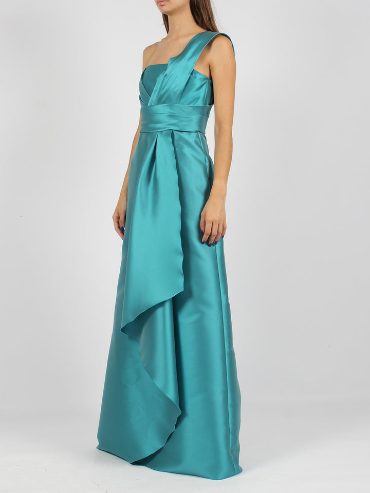 Mikado long one-shoulder dress